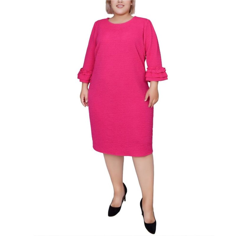 NY Collection Womens Textured Sheath Dress, , Plus Size, 1X, DM